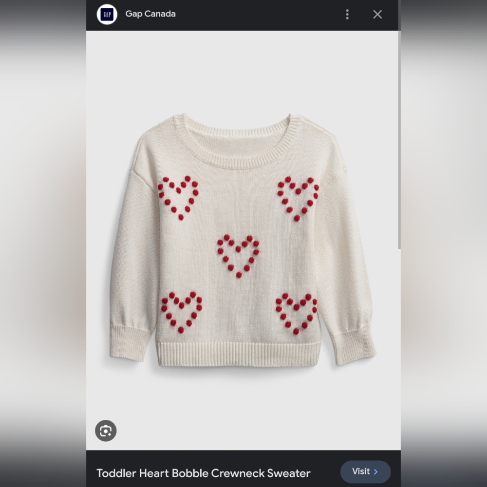 NWT baby Gap sz 5 knit heart cream sweater